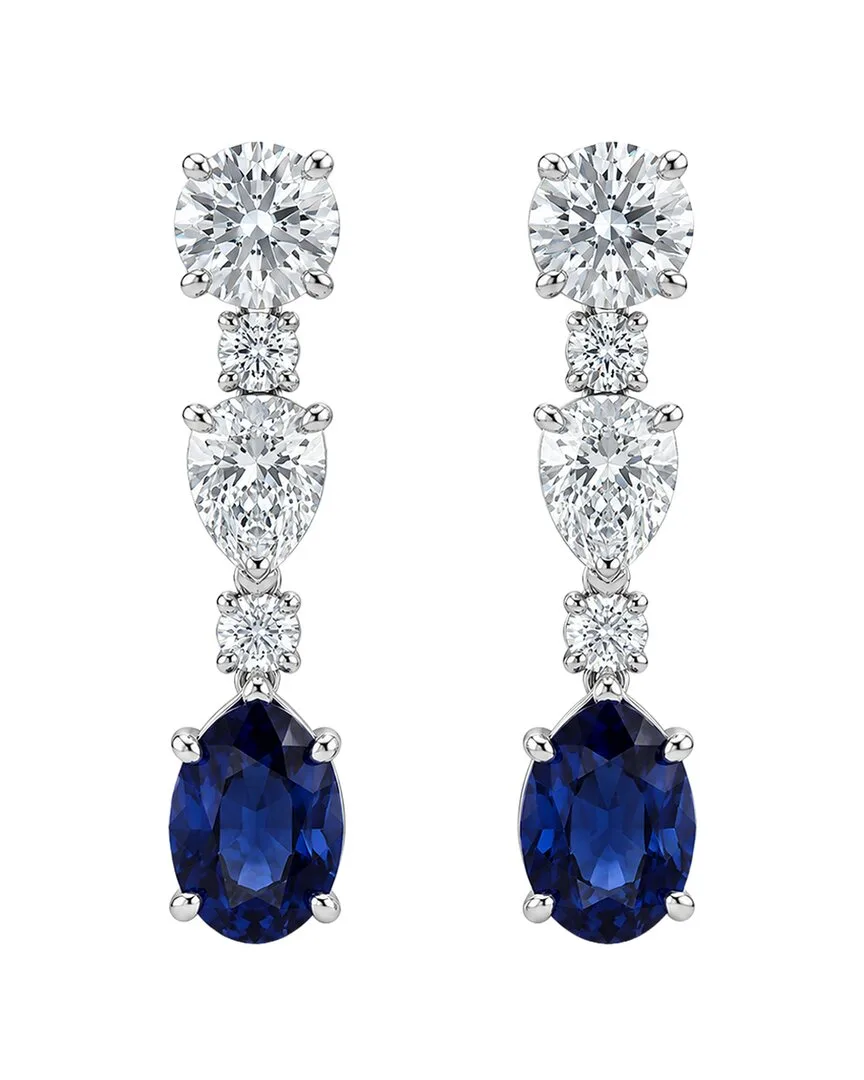 14K 6.05 ct. tw. Lab-Grown Diamond & Sapphire Dangle Earrings