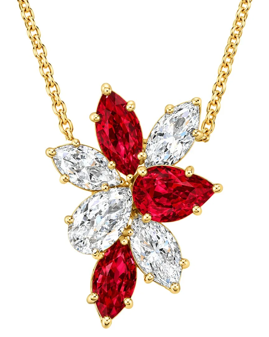 14K 5.60 ct. tw. Lab-Grown Diamond & Ruby Pendant by Elan Jewels