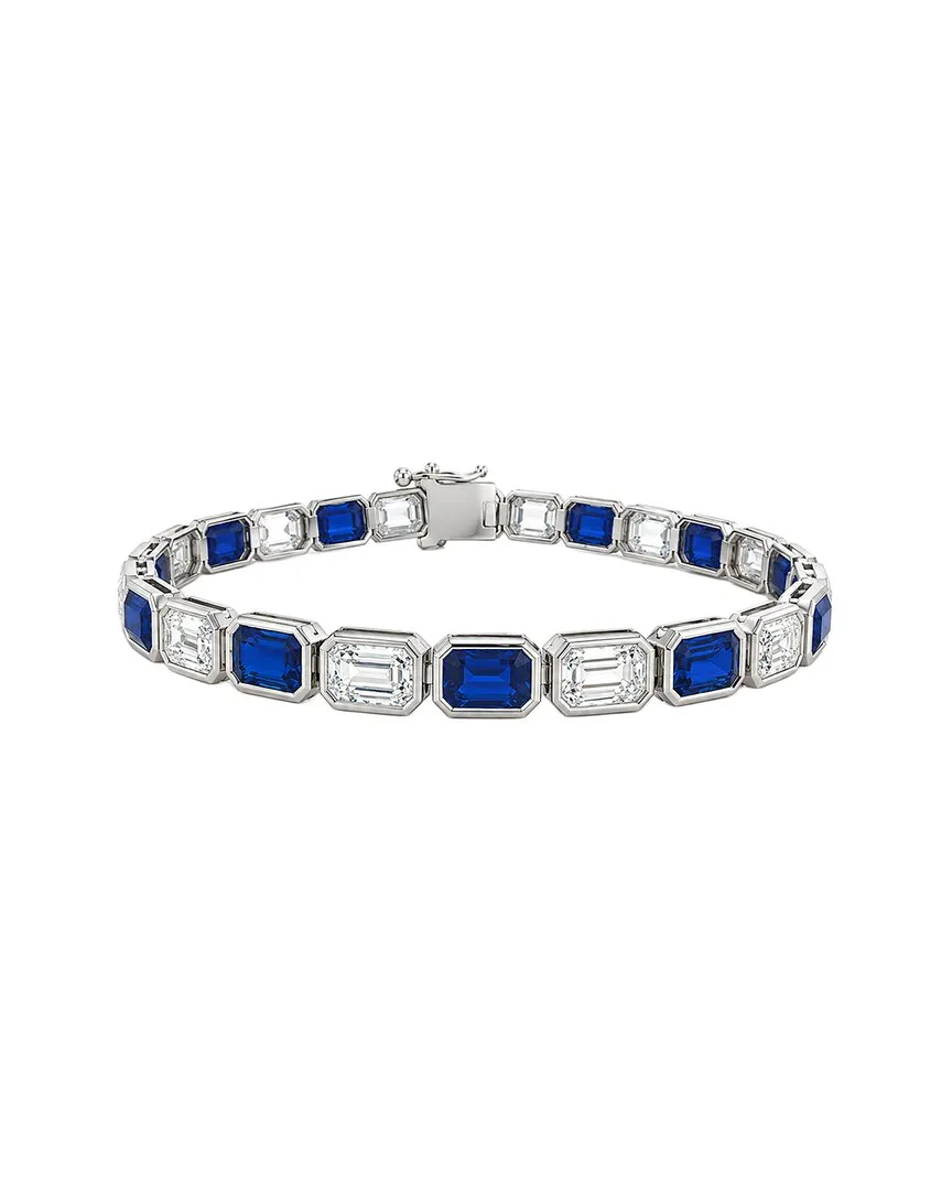 14K 18.65 ct. tw. Lab-Grown Diamond & Sapphire Tennis Bracelet by Elan Jewels