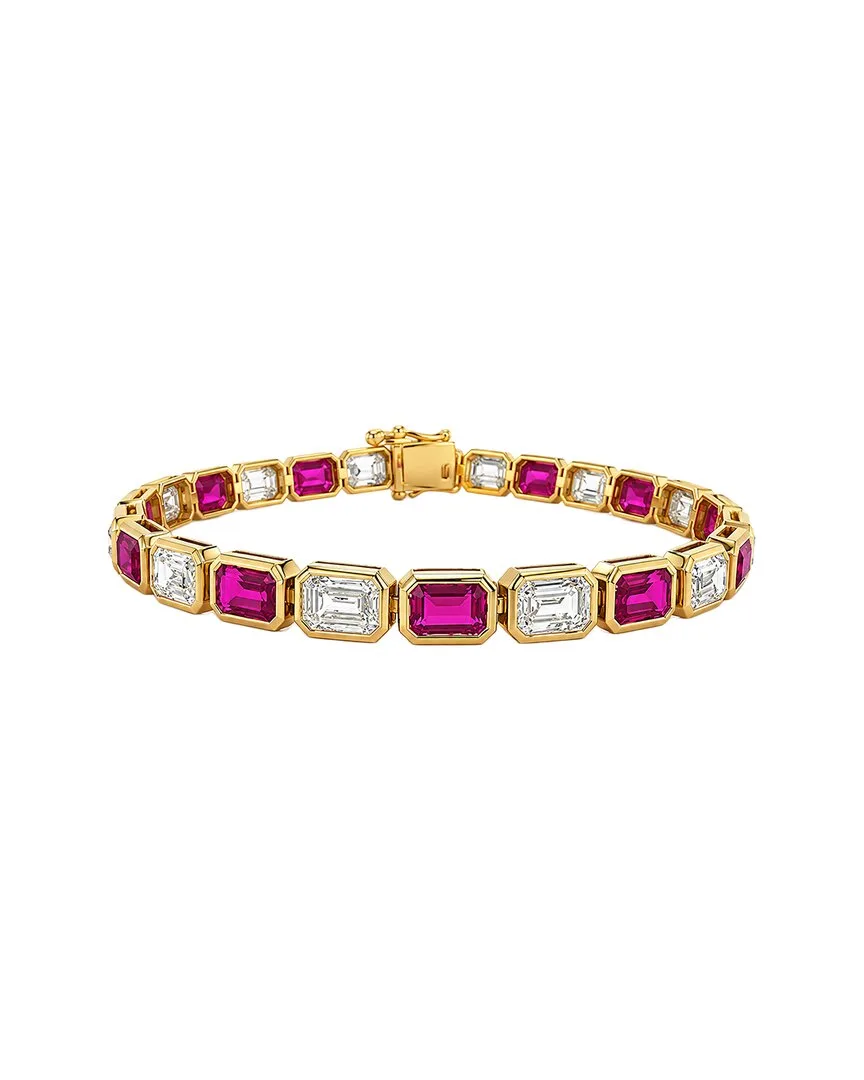 14K 18.02 ct. tw. Lab-Grown Diamond & Ruby Tennis Bracelet by Elan Jewels