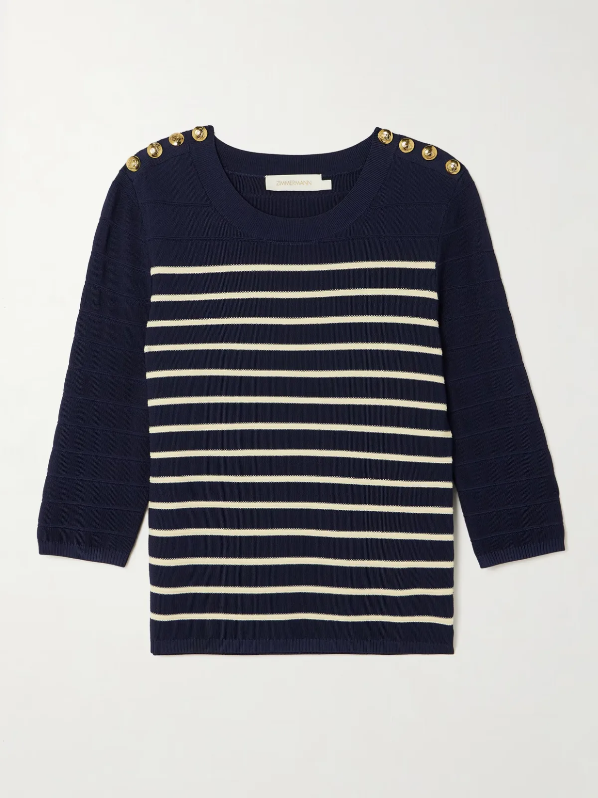 - Luna Button-detailed Striped Sweater - by Zimmermann