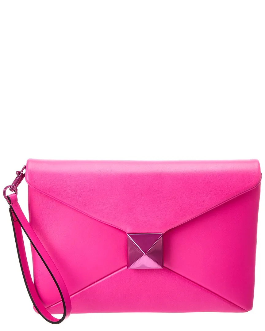 One Stud Leather Clutch by Valentino
