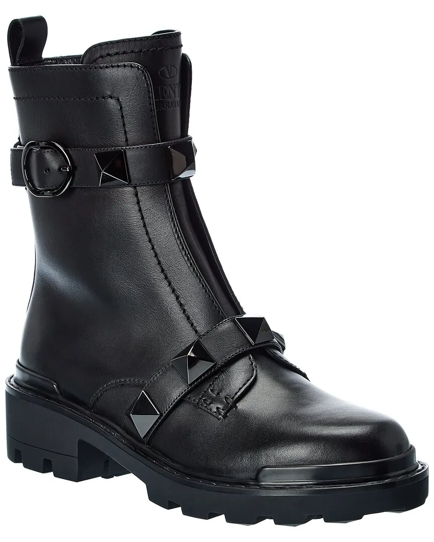 Roman Stud Leather Combat Boot
