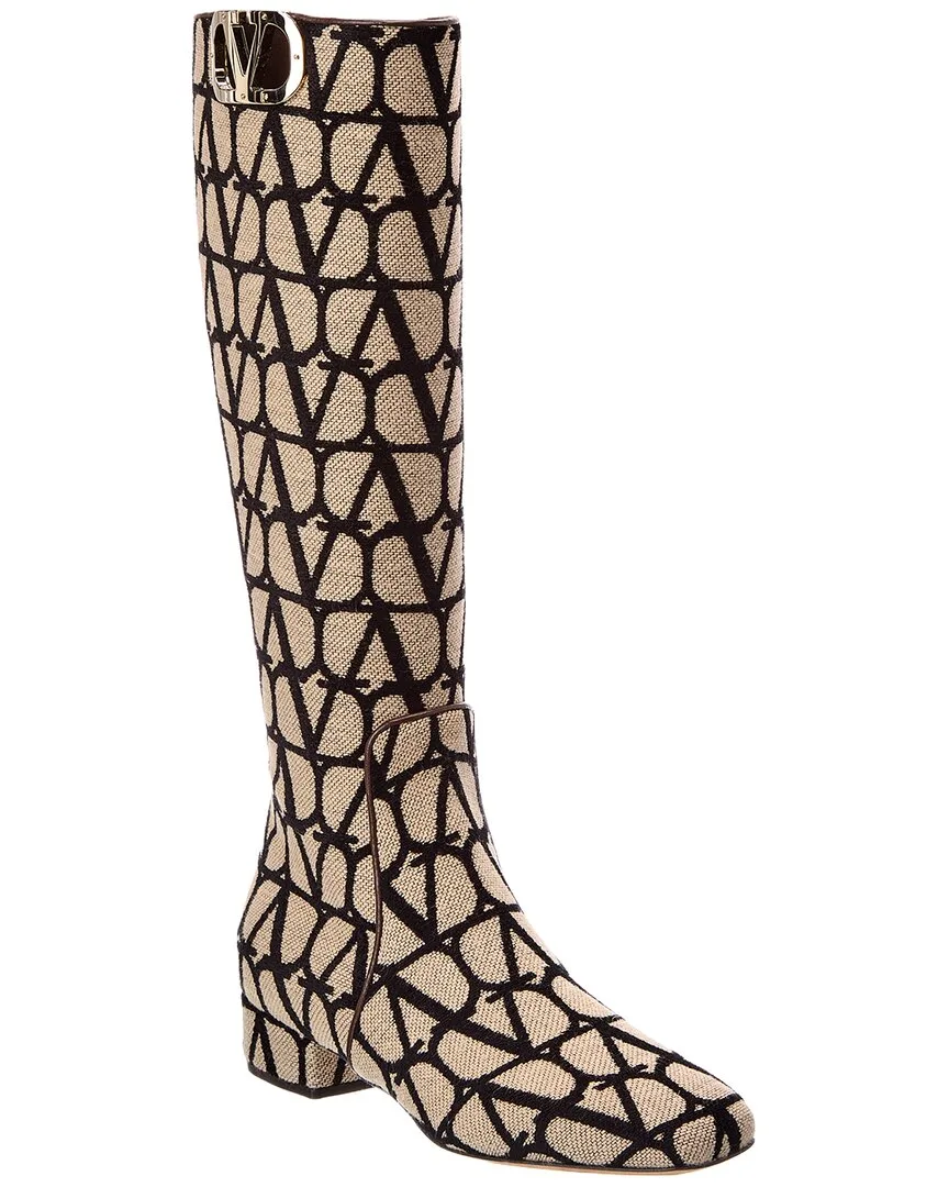Vlogo 30 Toile Iconographe Canvas Knee-High Boot by Valentino