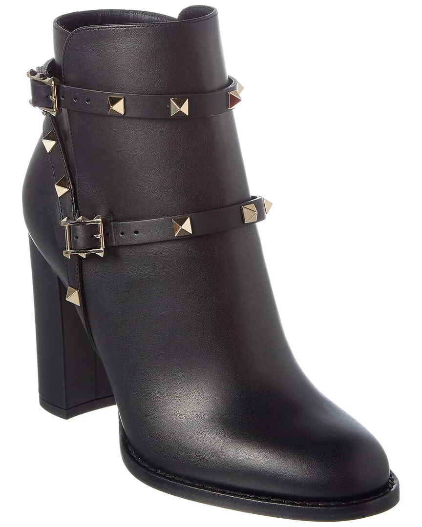 Rockstud Leather Ankle Boot