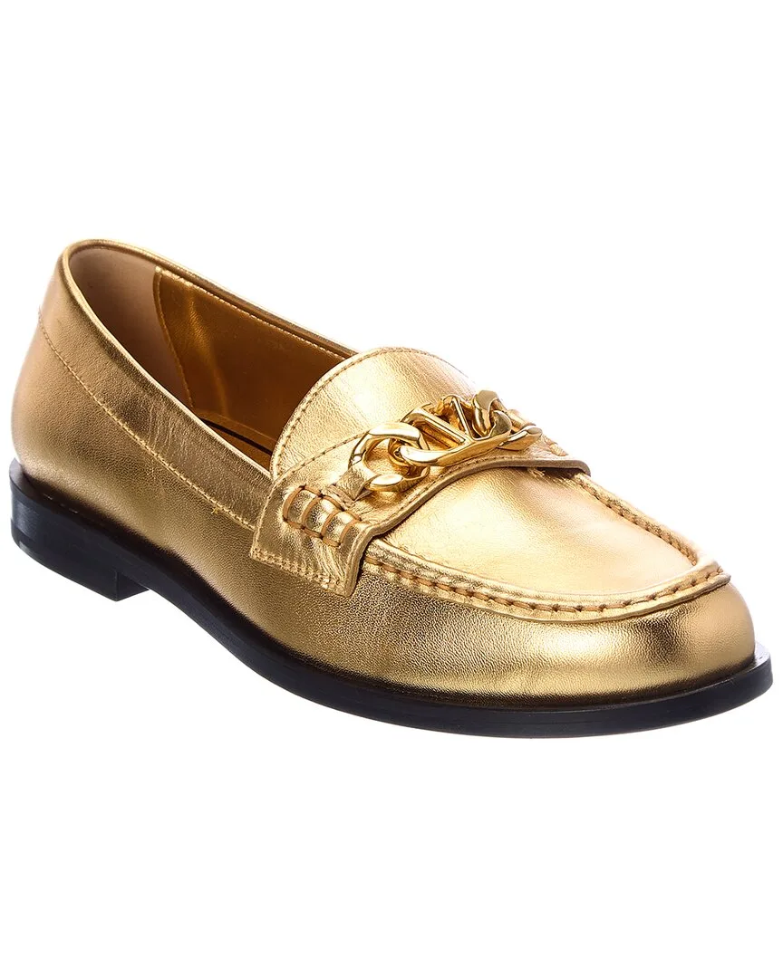 Vlogo Chain Metallic Leather Loafer by Valentino