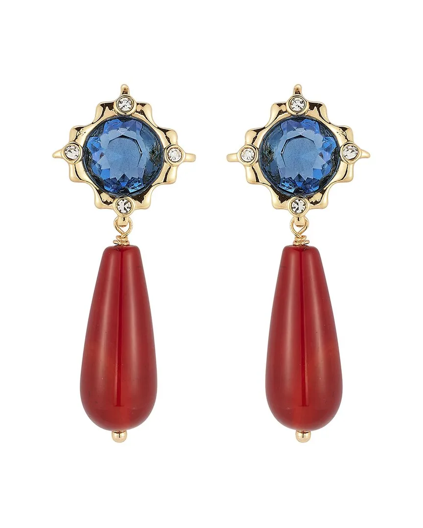 14K Plated Semi Precious Stones Agate, Cz Earrings by Mignonne Gavigan