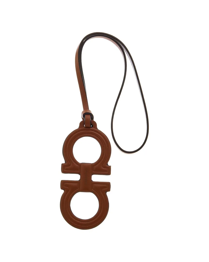 Double Gancini Leather Keychain by Ferragamo