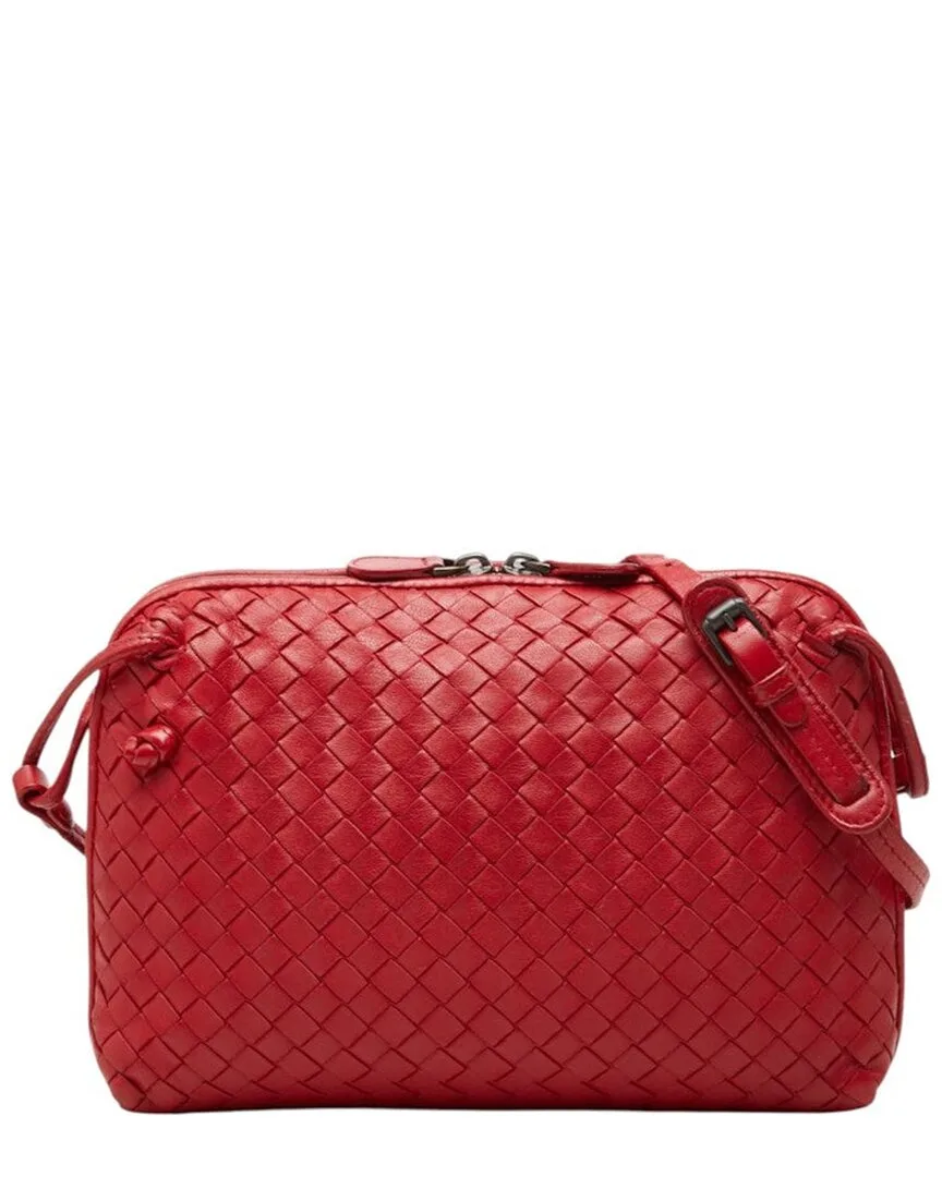 Red Intrecciato Leather Crossbody Shoulder Bag (authentic Pre-Loved) by Bottega Veneta