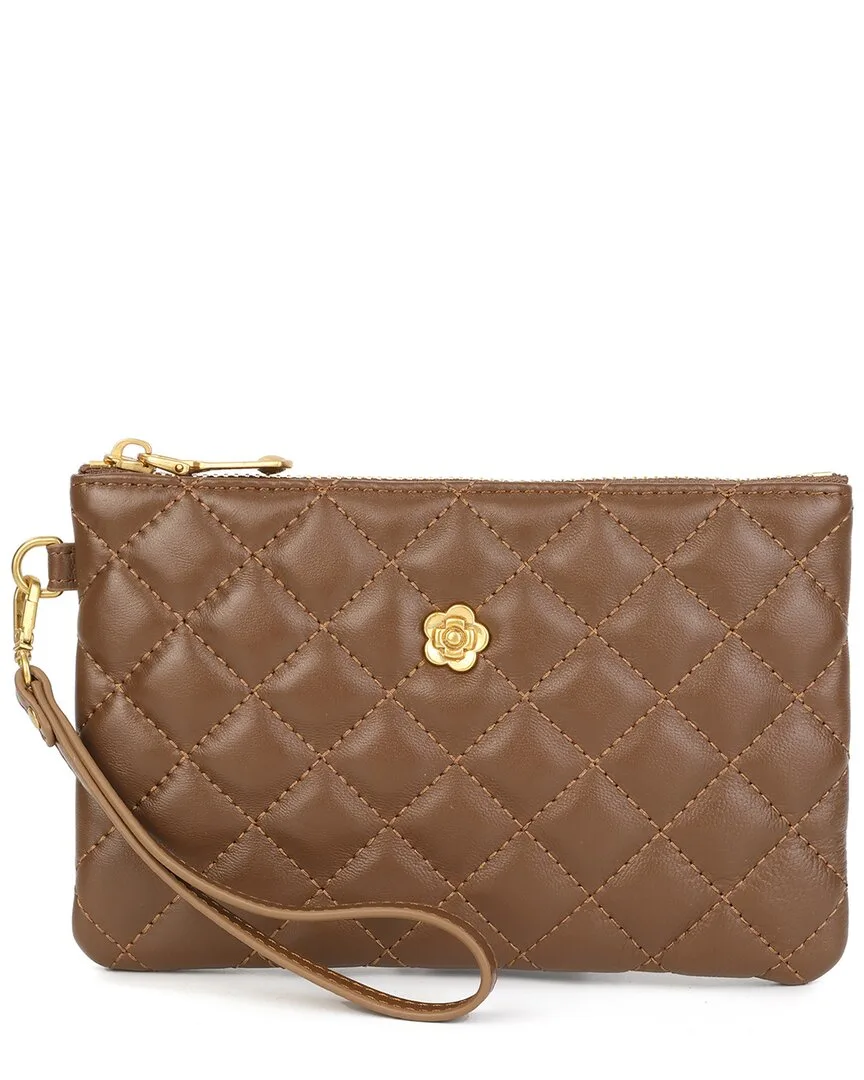 Diamond Quilted Leather Wristlet by Tiffany & Fred Paris