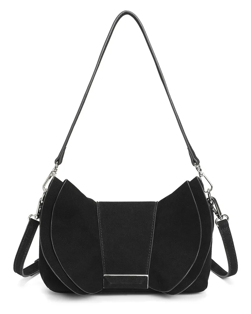 Suede Ruffle Shoulder Bag