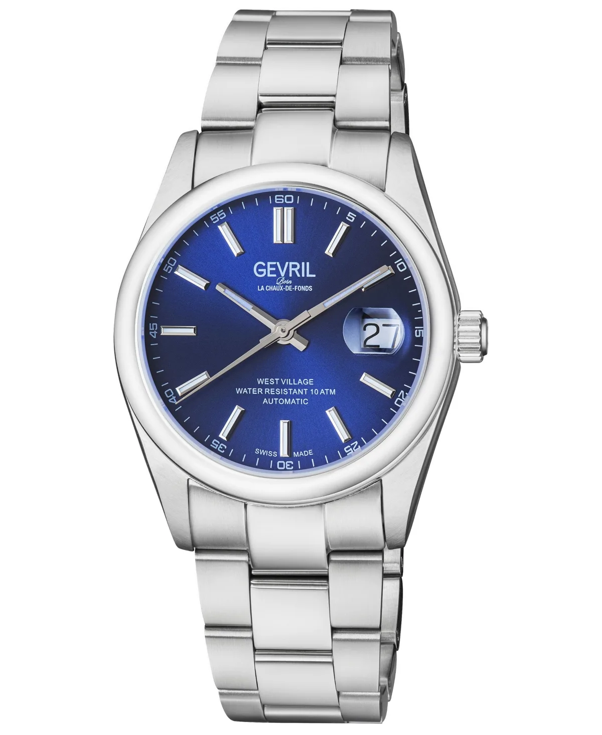 Swiss Automatic West Village Silver 316L Stainless Steel Bracelet Watch, 40mm by Gevril