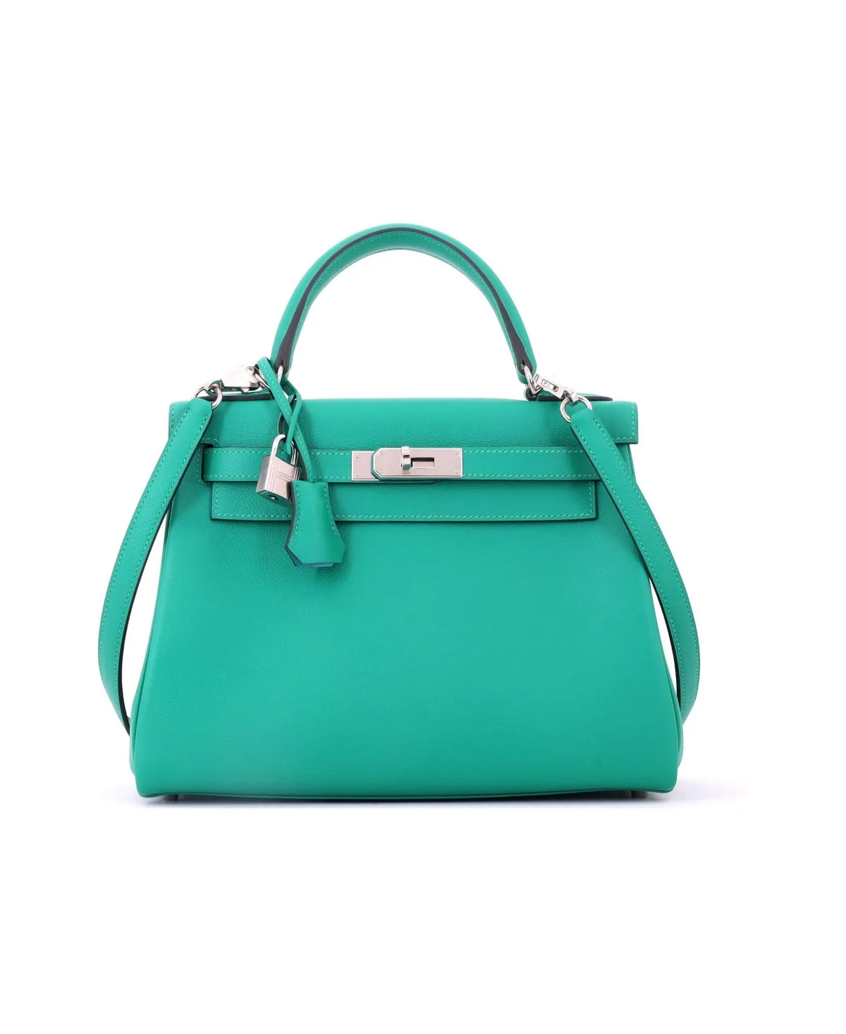 Pre-Owned Hermes Kelly 28 Handbag Verso Evercolor with Palladium Hardware by Hermes