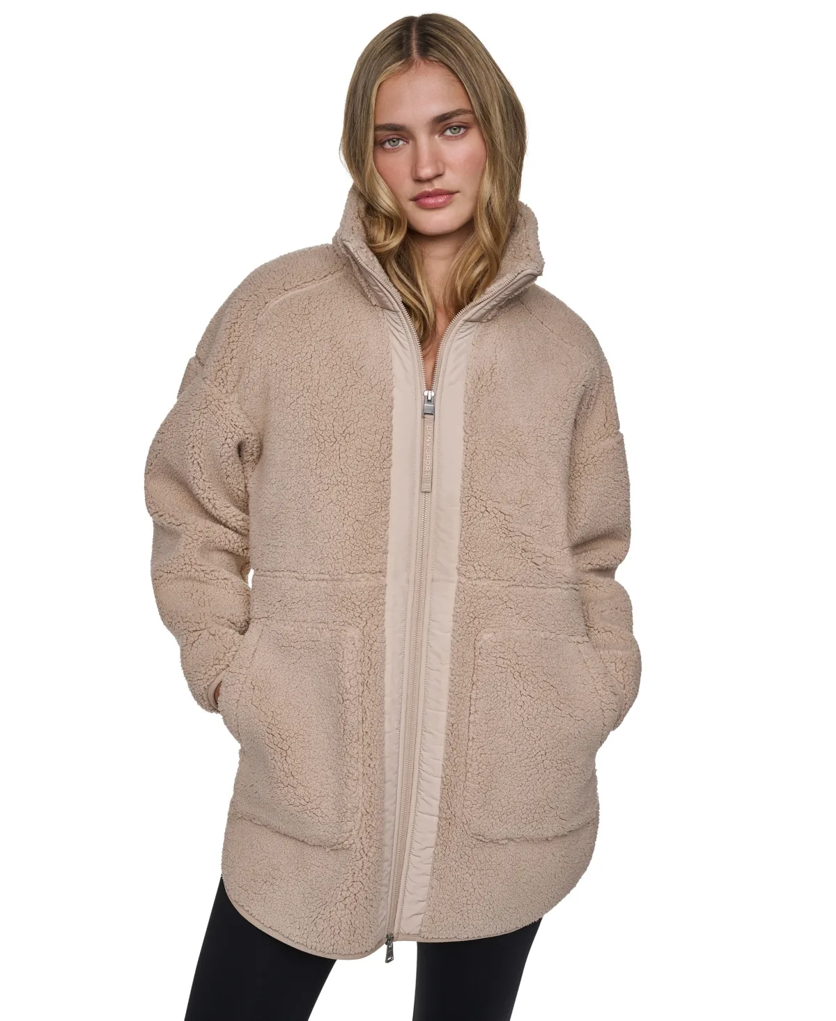 DKNY Sport Sherpa Mock-Neck Full-Zip Jacket