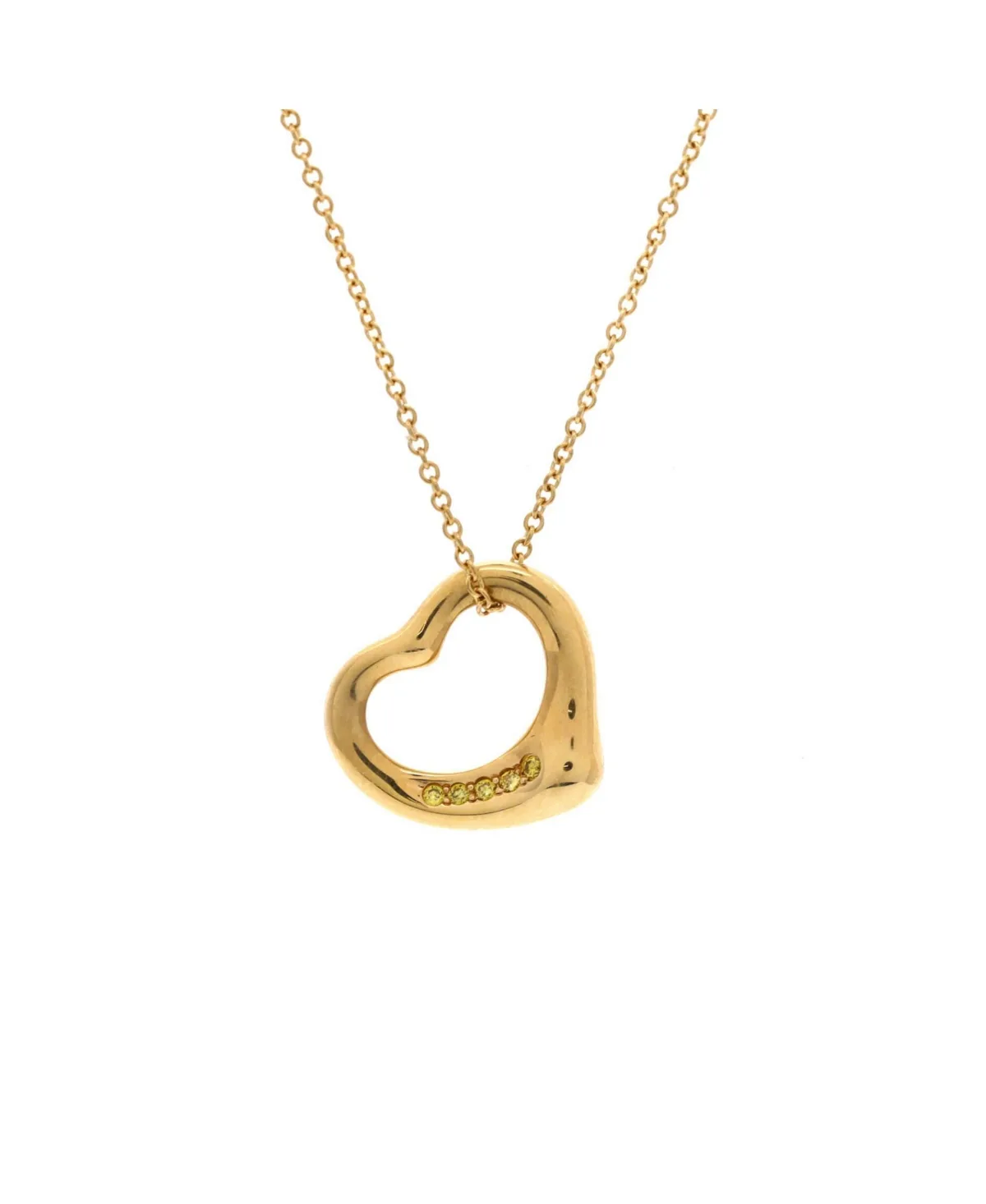 Pre-Owned Tiffany and Co Elsa Peretti Open Heart 5 Diamonds Pendant Necklace by Tiffany & Co.