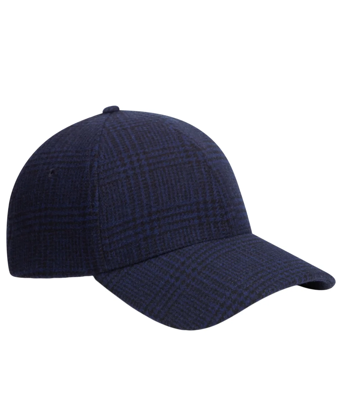 Plaid Melton Six-Panel Baseball Cap - Preppy Navy Check