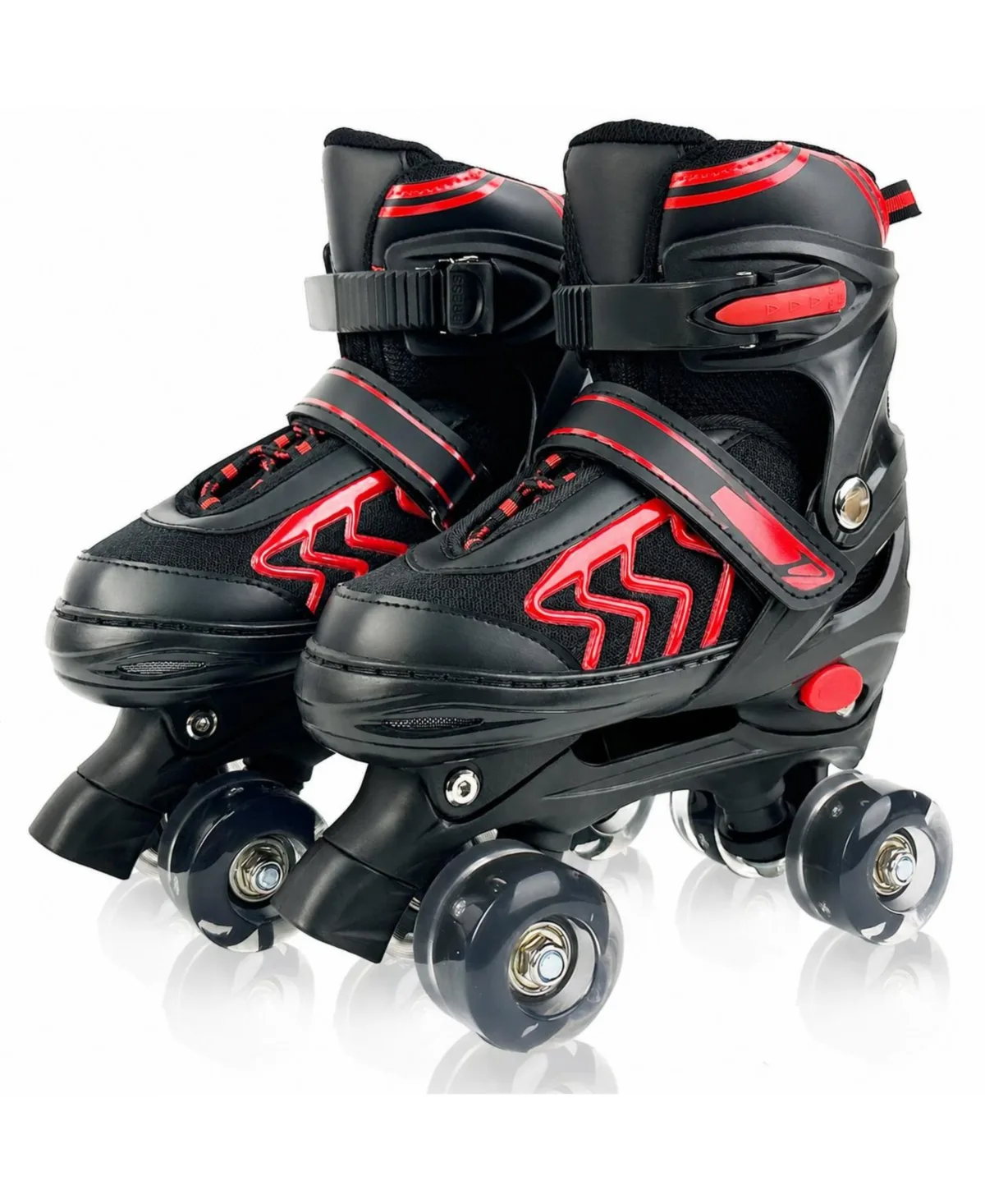 Adjustable 4 Size Quad Roller Skates Light Up Wheels Beginner Friendly by Magicorange