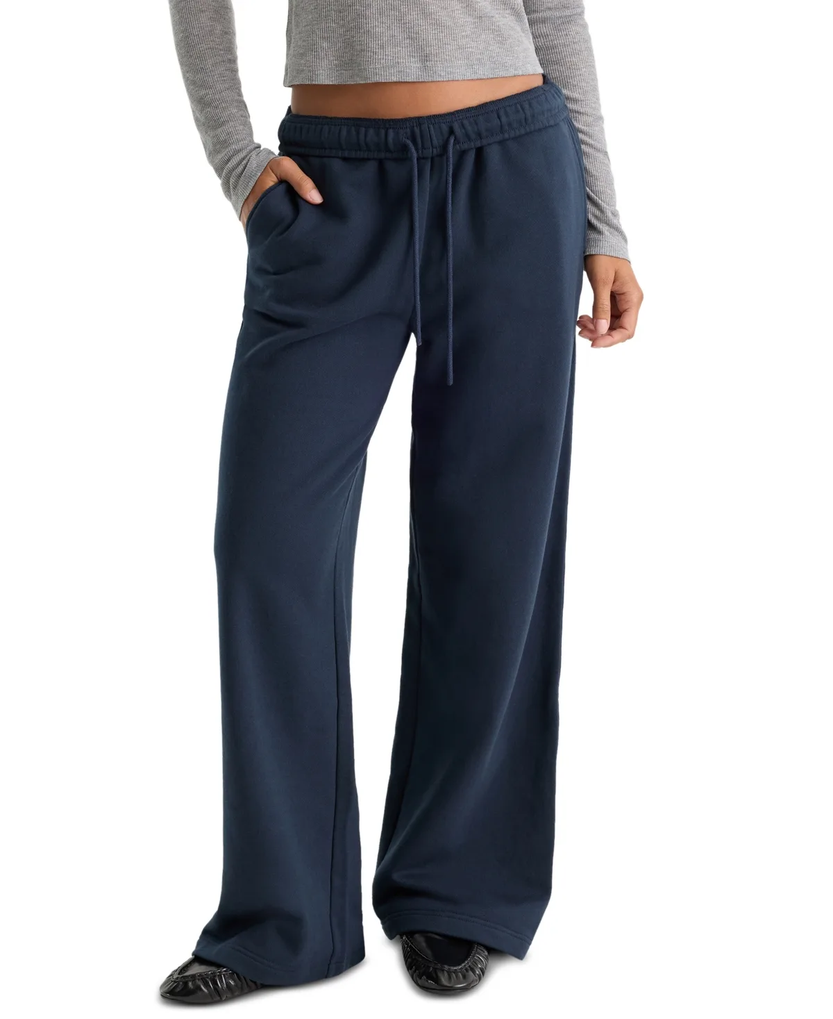 French Terry Wide-Leg High-Rise Sweatpants