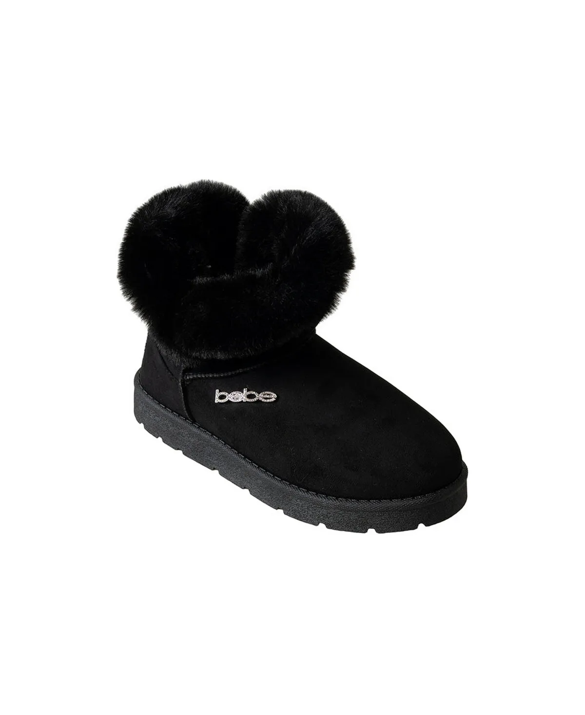 Winter Boots with Faux Fur Trim and Rhinestone Logo by bebe