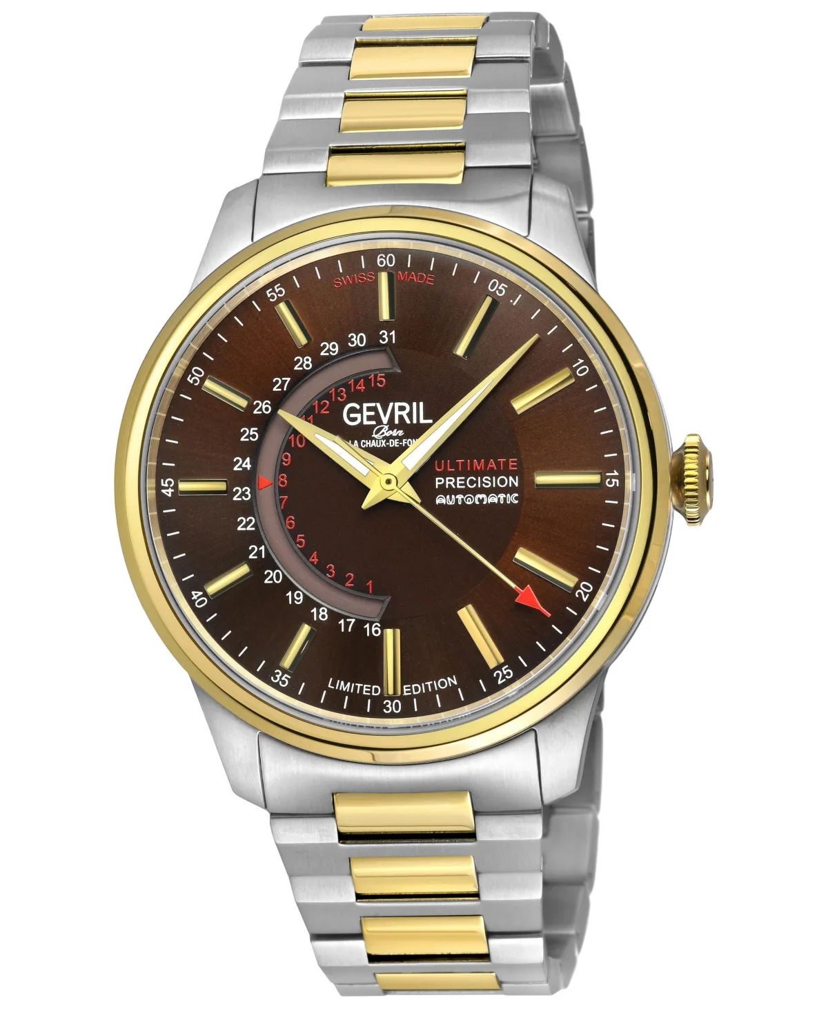 Guggenheim Swiss Automatic Two Tone Ipyg/Ss 316L Stainless Steel Bracelet Watch by Gevril