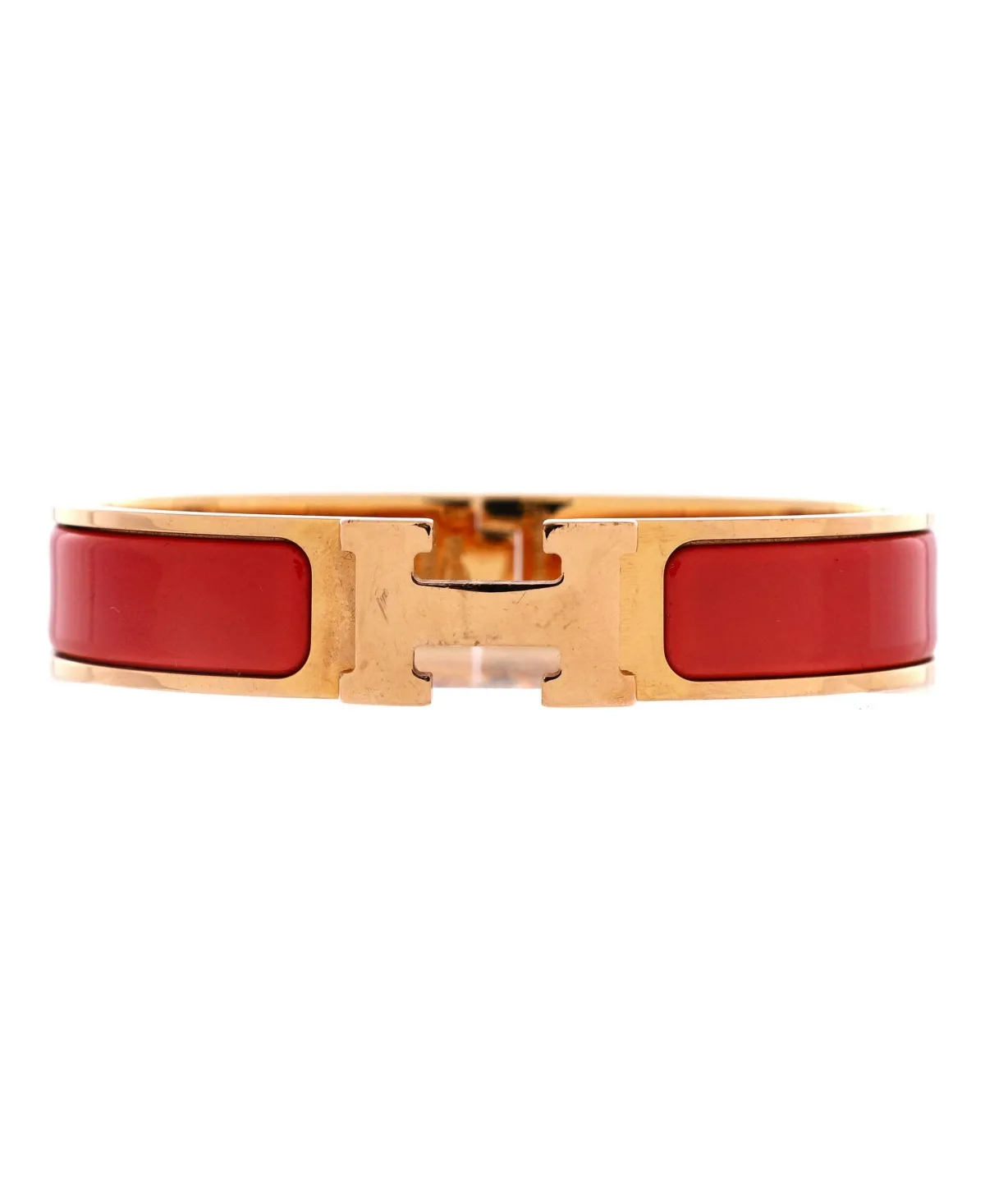 Gold-Tone Enamel Clic H Bangle Bracelet