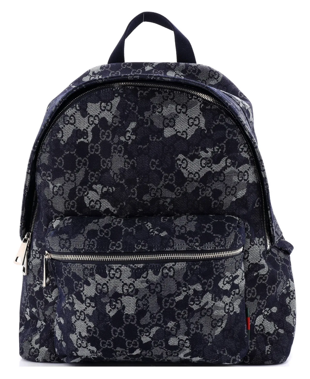 Pre-Owned Gucci Zip Front Pocket Backpack Camouflage Gg Denim by Gucci