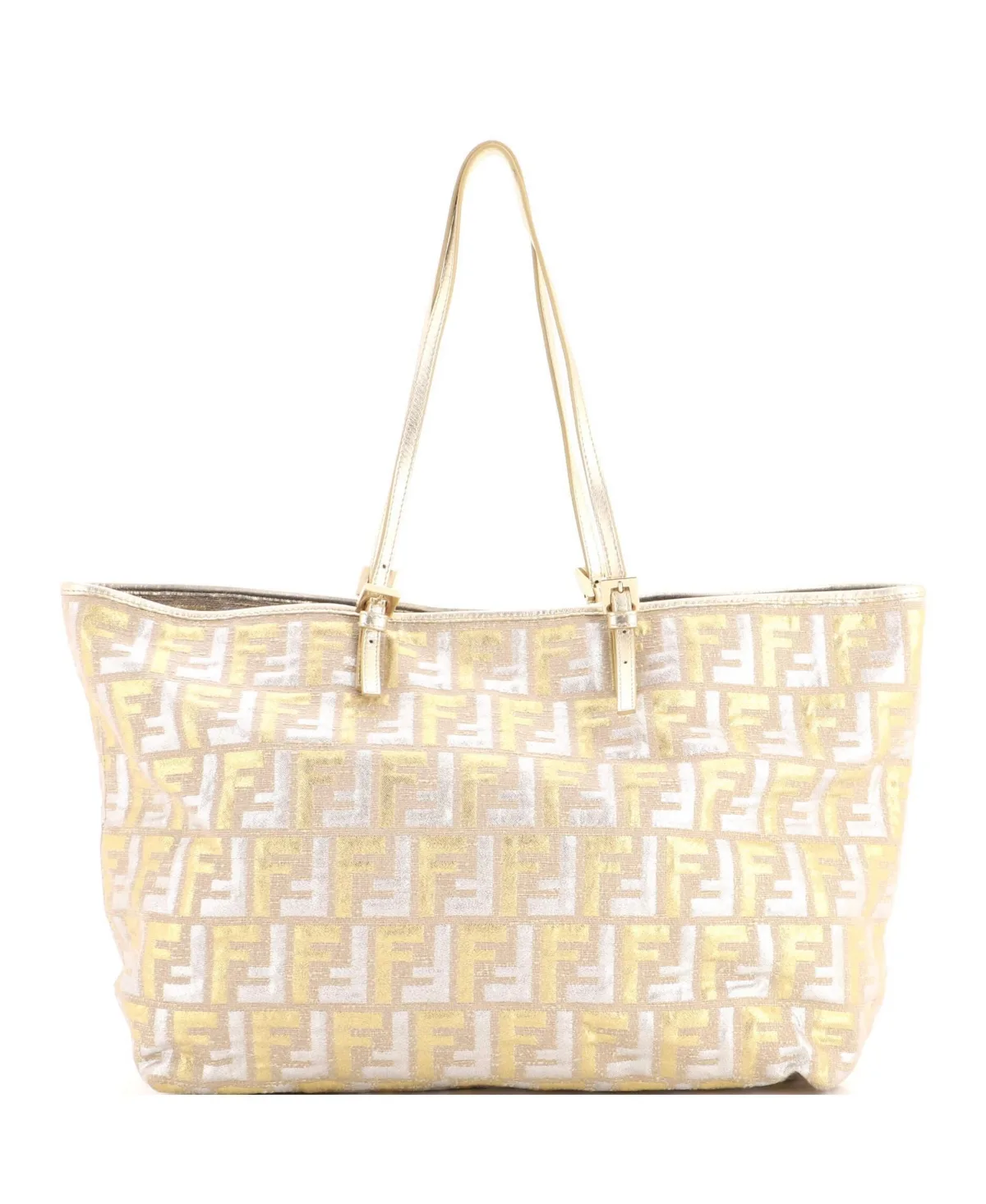 Pre-Owned Fendi Large Roll Tote Metallic Zucca Canvas by FENDI
