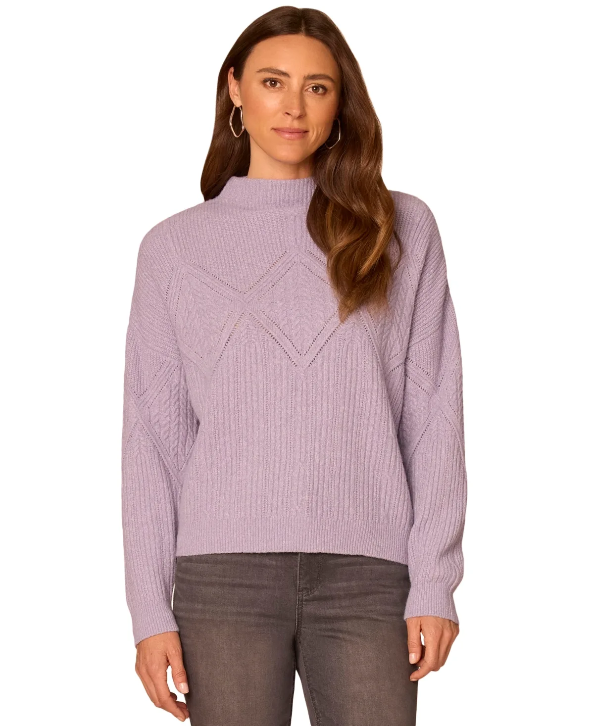 Cable-Knit Mock-Neck Pullover
