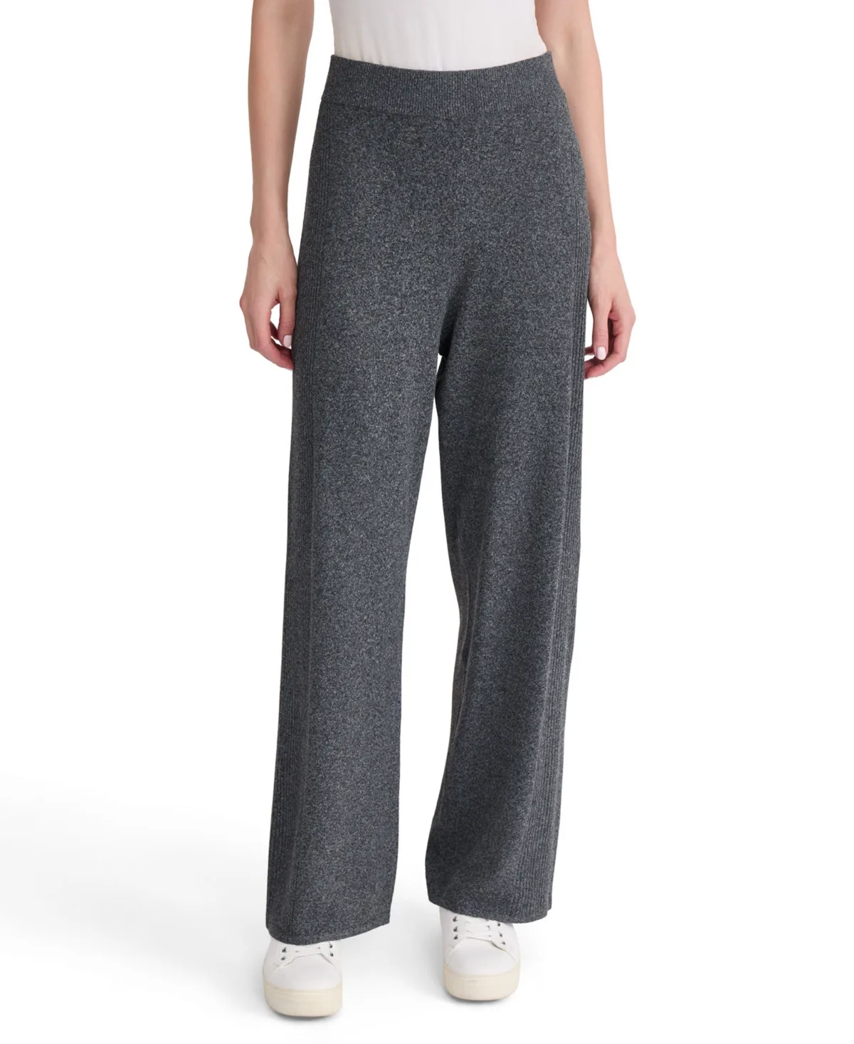 Pull-On Wide-Leg Side-Rib Pants