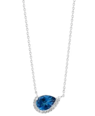 London Blue Topaz Diamond Pendant Necklace Earrings Ring in 14k White Gold by Effy Collection