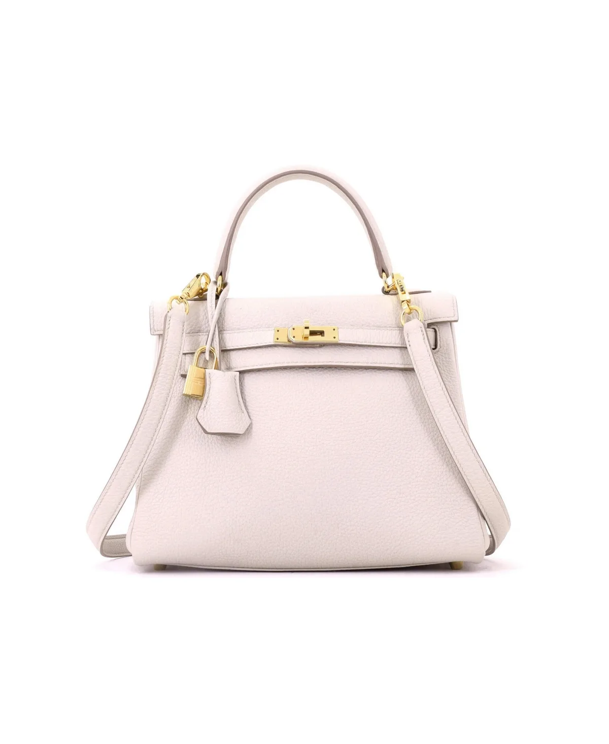Pre-Owned Hermes Kelly 25 Handbag Light Togo with Gold Hardware