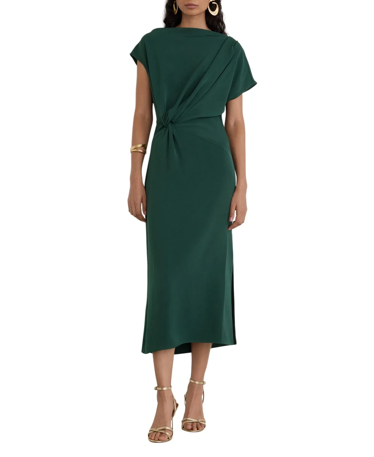 Beth Off-the-Shoulder Midi Side-Slit Dress