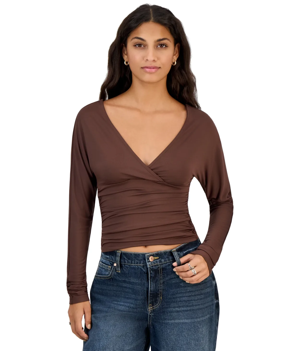 Dolman Surplice Long-Sleeve Top