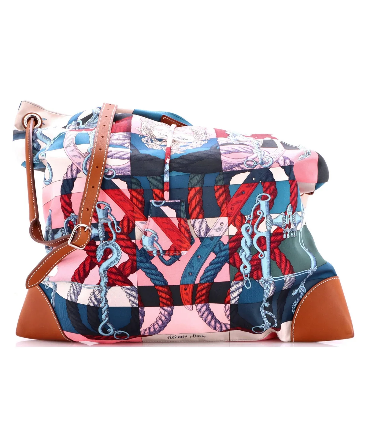 Pre-Owned Hermes Gm Silky City Bag Printed Silk and Leather by Hermes
