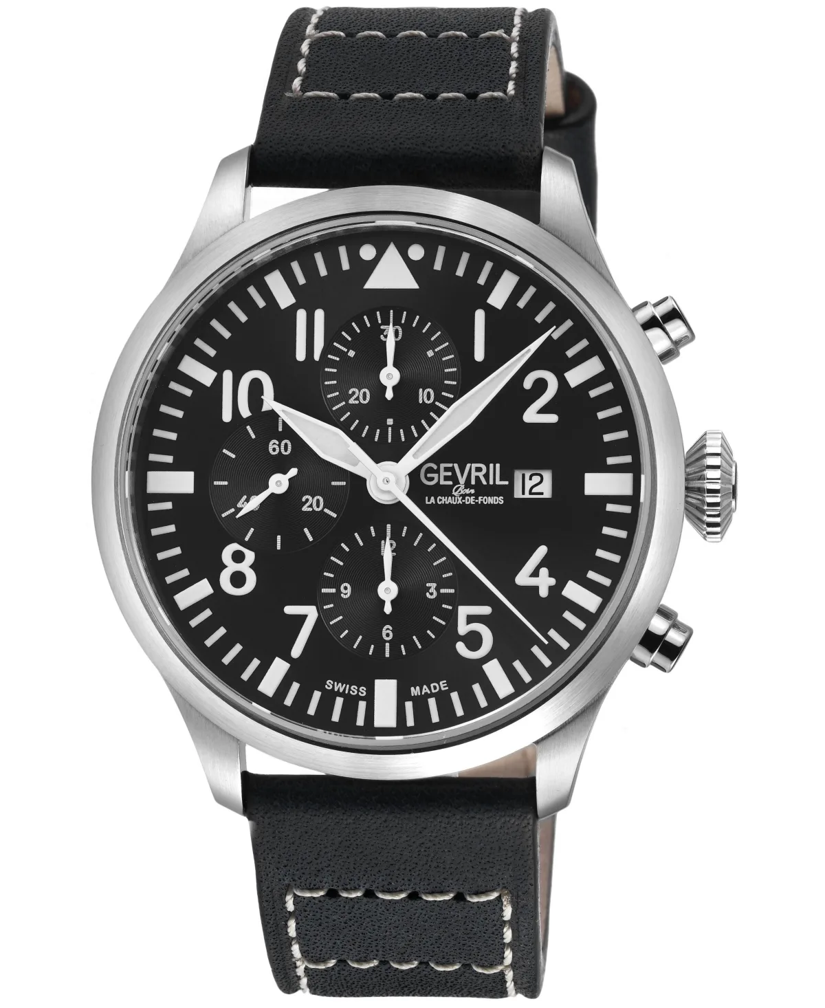 Swiss Automatic Vaughn Italian Leather Strap Watch, 44mm by Gevril