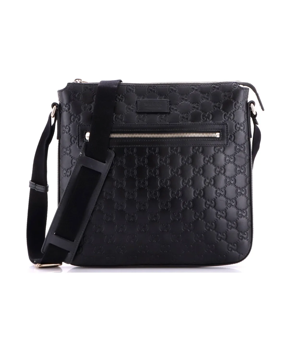 Pre-Owned Gucci Medium Signature Zip Messenger Bag Guccissima Leather by Gucci