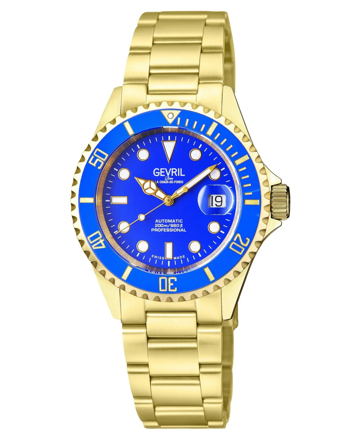 Wall Street Swiss Automatic Water-Resistant Sapphire Crystal Stainless Steel Bracelet Watch 43mm by Gevril