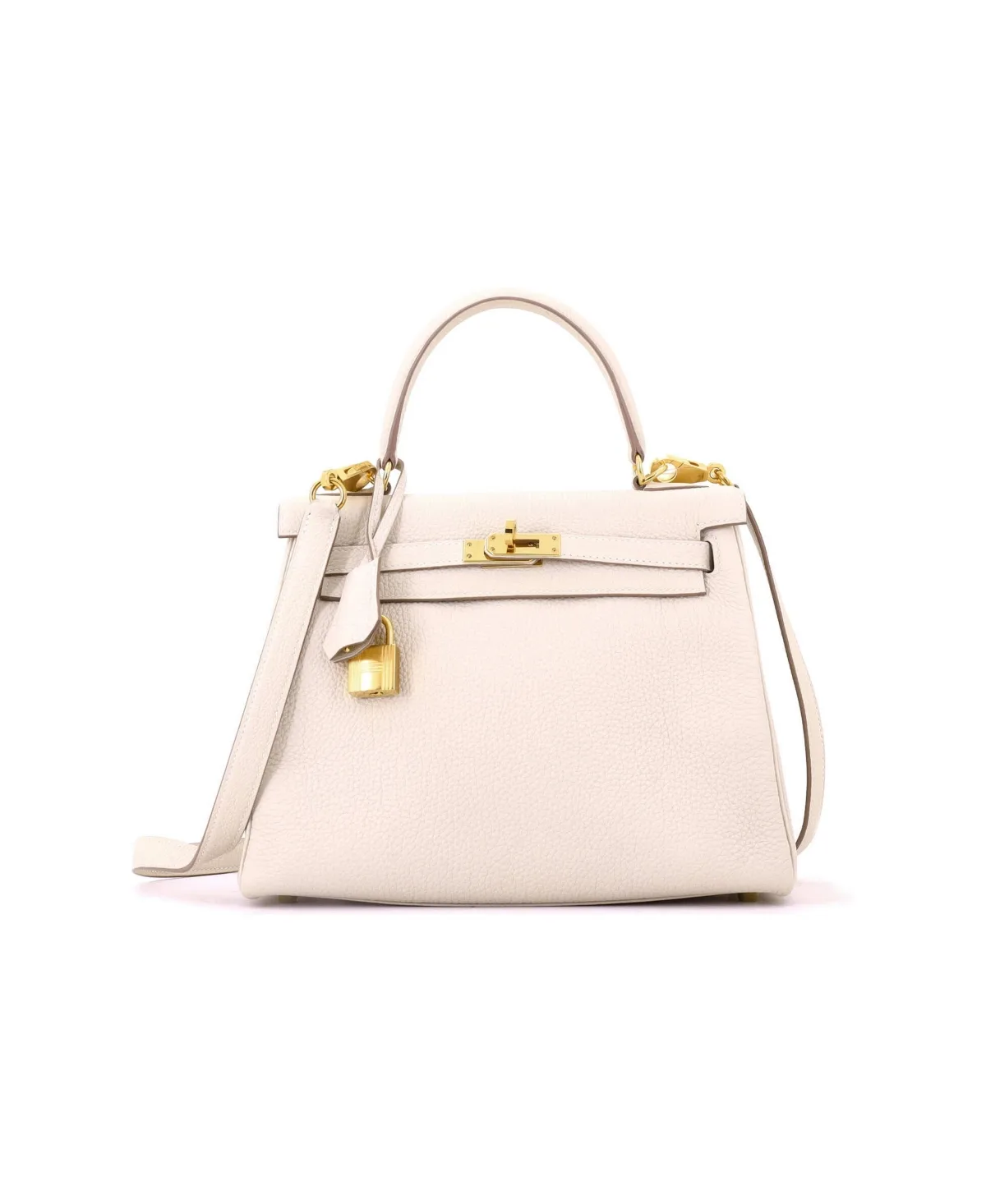Pre-Owned Kelly 25 Handbag Light Togo with Gold Hardware