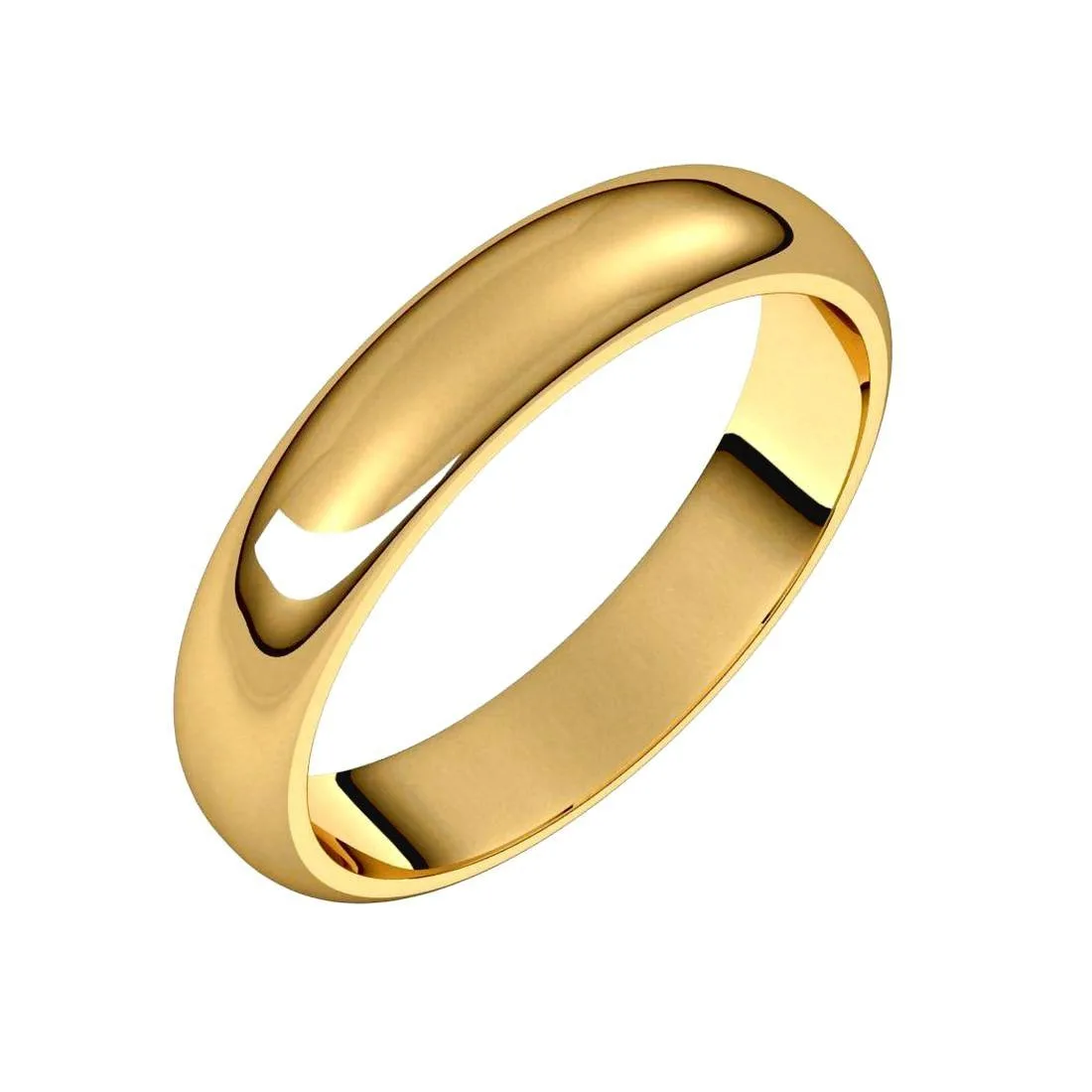 Solid 18k Yellow Gold 4mm Half Round Wedding Band Ring by Curata