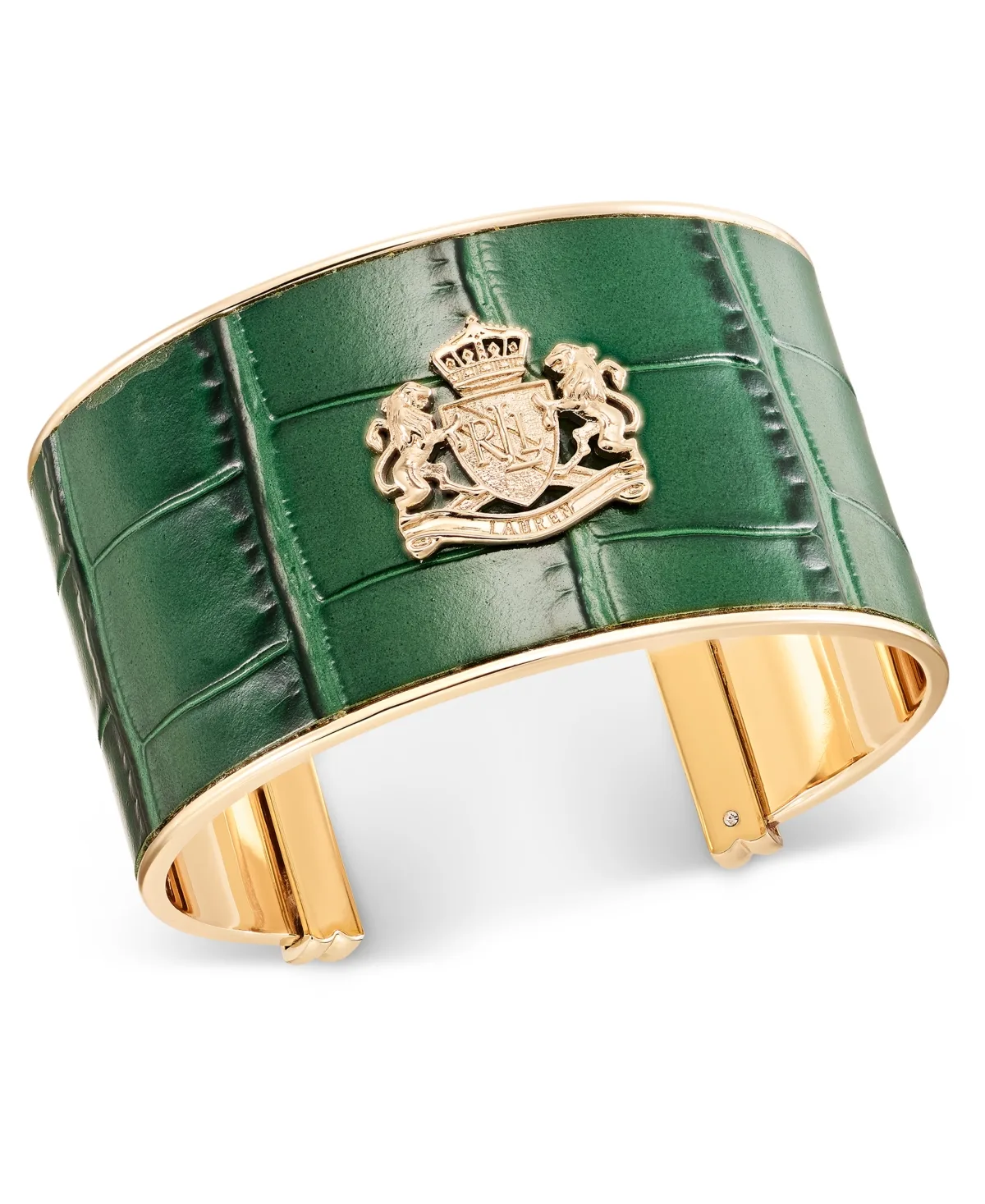 Gold Tone Logo Leather Bracelet by Ralph Lauren