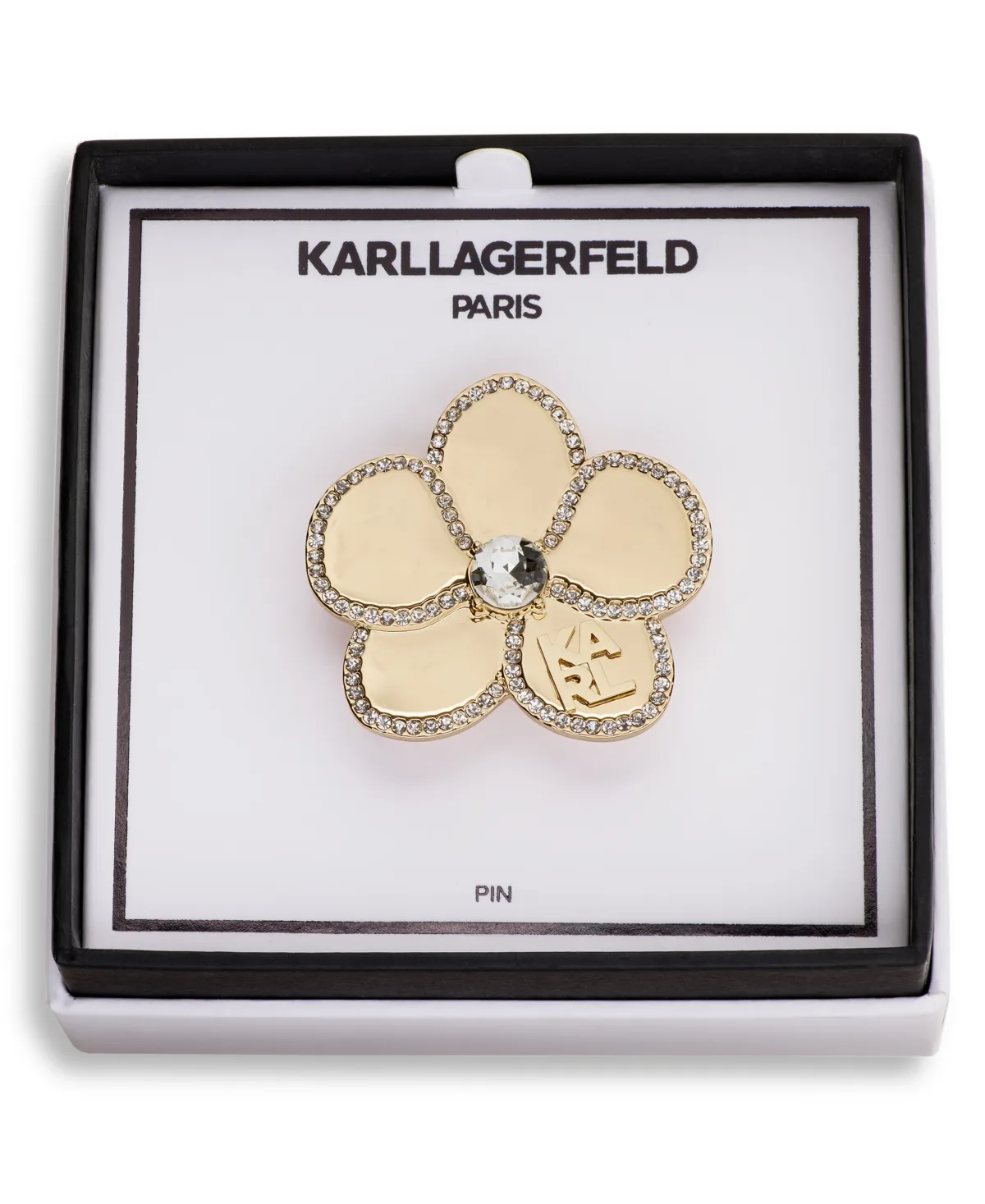 Gold-Tone Glass Crystal Orchid Pin by Karl Lagerfeld