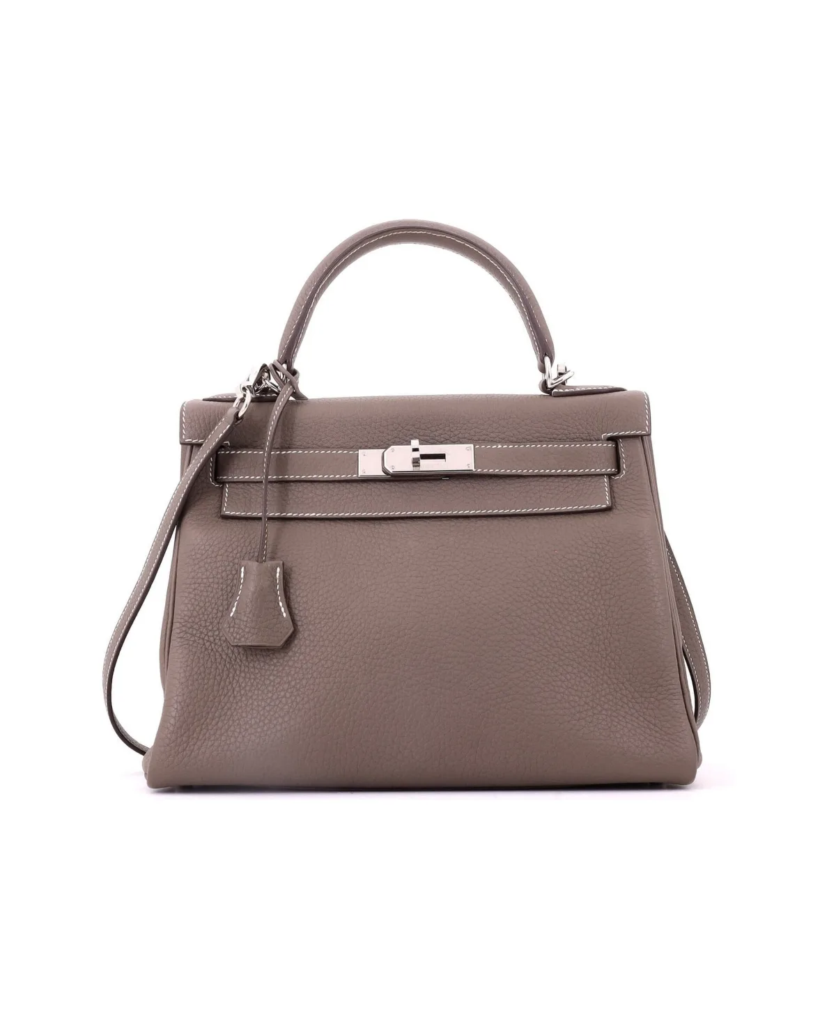 Pre-Owned Hermes Kelly 28 Handbag Clemence with Palladium Hardware