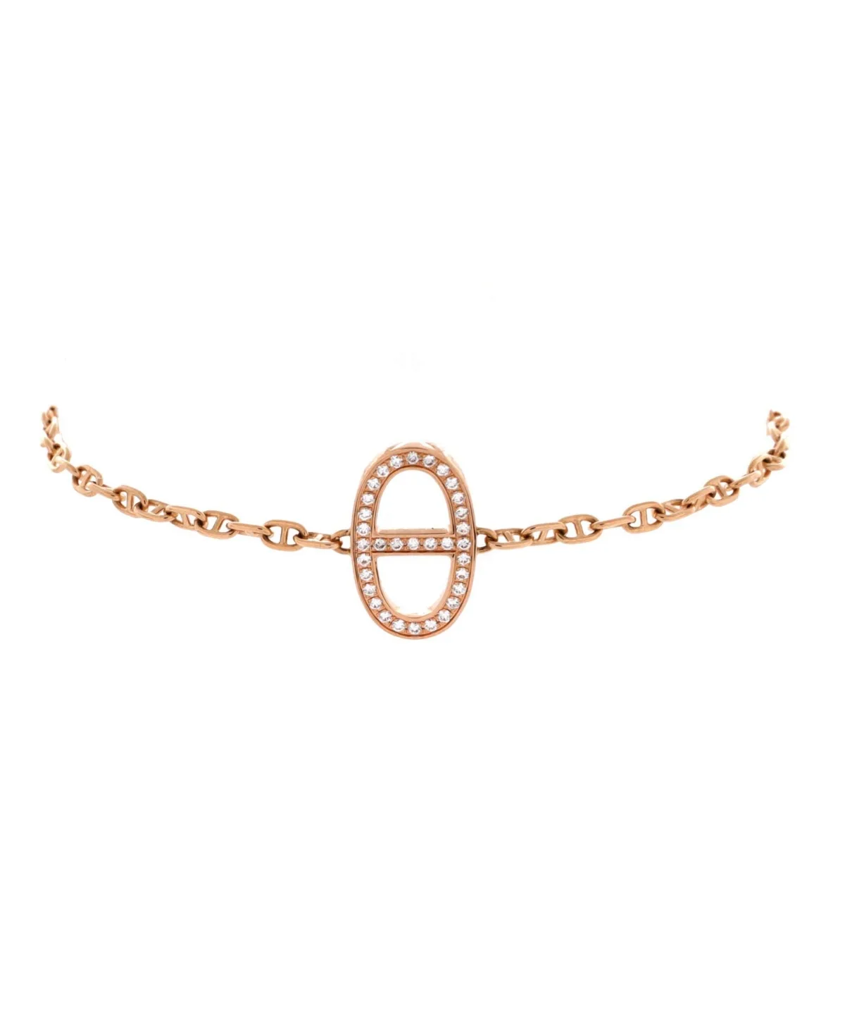 Pre-Owned Chaine dAncre Contour Diamond Bracelet (0.16 ct. t.w.) in 18K Rose Gold by Hermes