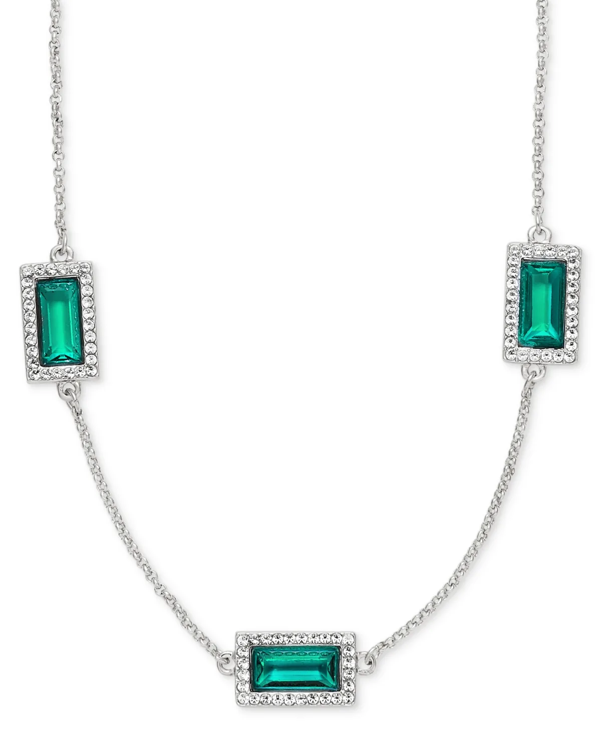 Lauren Ralph Lauren Rhodium-Tone Mixed Metal Cubic Zirconia 16 Station Collar Necklace by Ralph Lauren