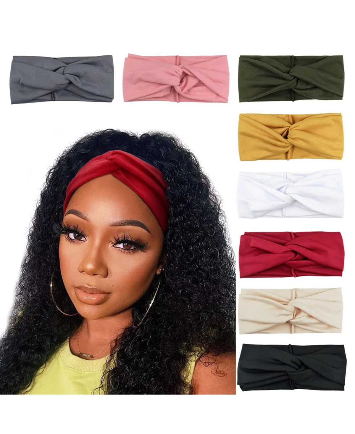 Sportneer Knotted Criss-Cross Elastic Headbands, 8-Piece Set by Sportneer