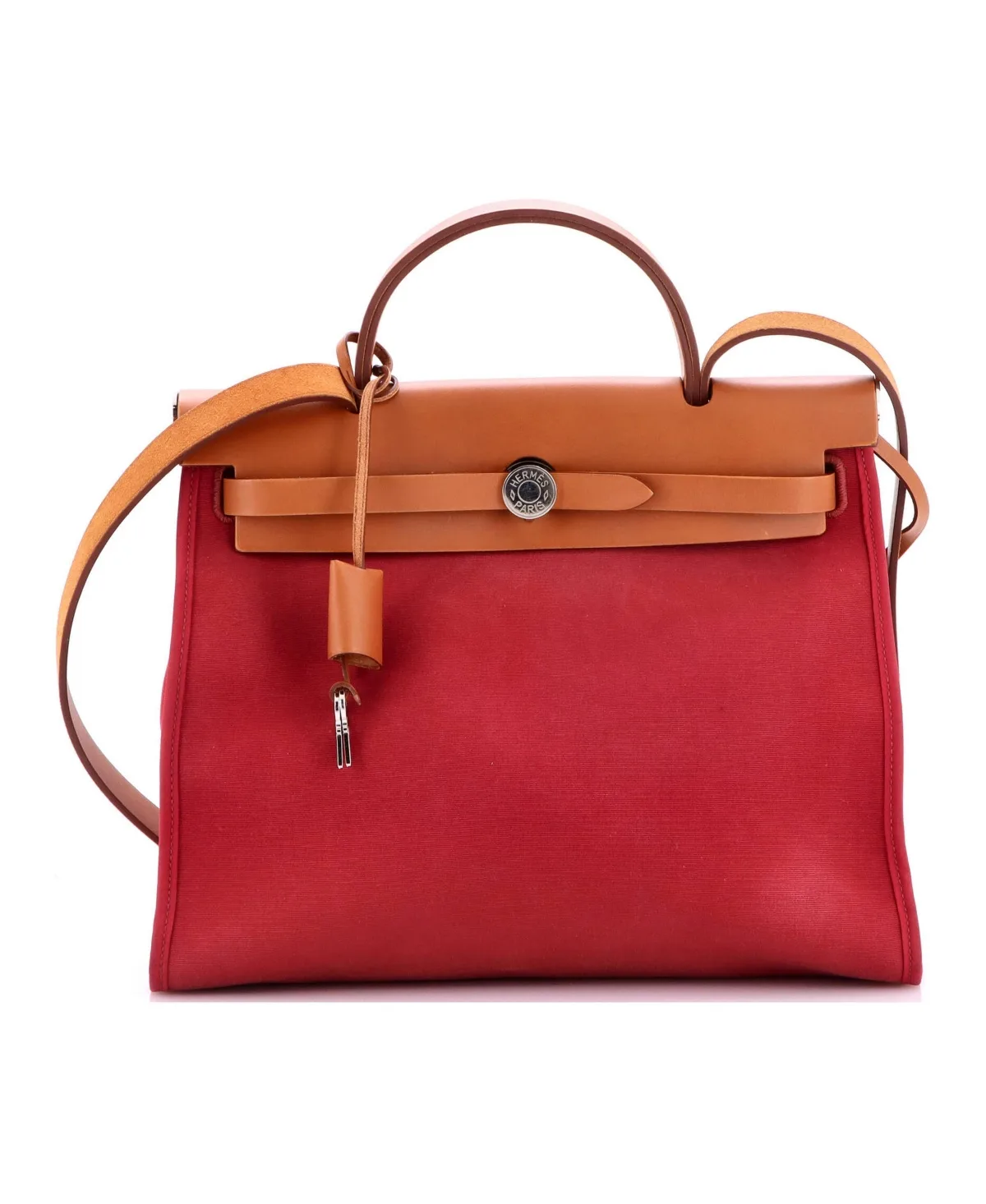 Pre-Owned Hermes 31 Herbag Zip Leather and Toile by Hermes