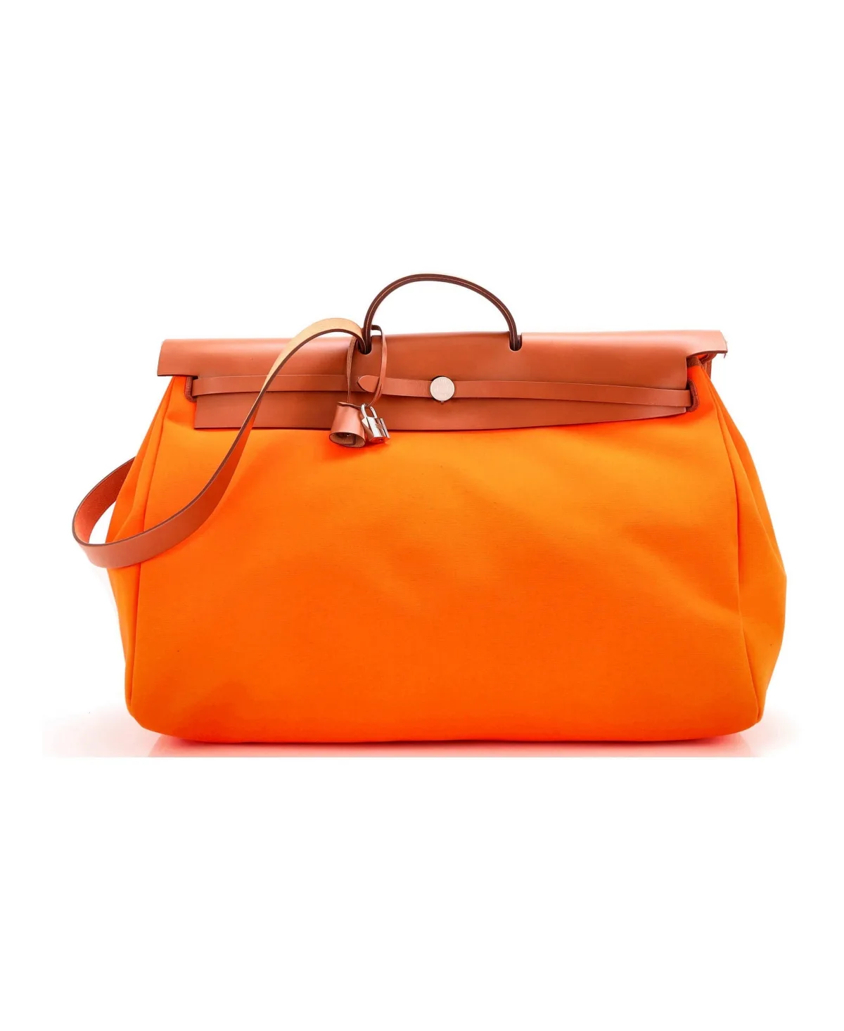 Pre-Owned Hermes 50 Herbag Zip Leather and Toile by Hermes