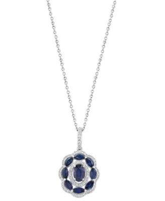 Sapphire Diamond Pendant Ring in 14k White Gold by Effy Collection