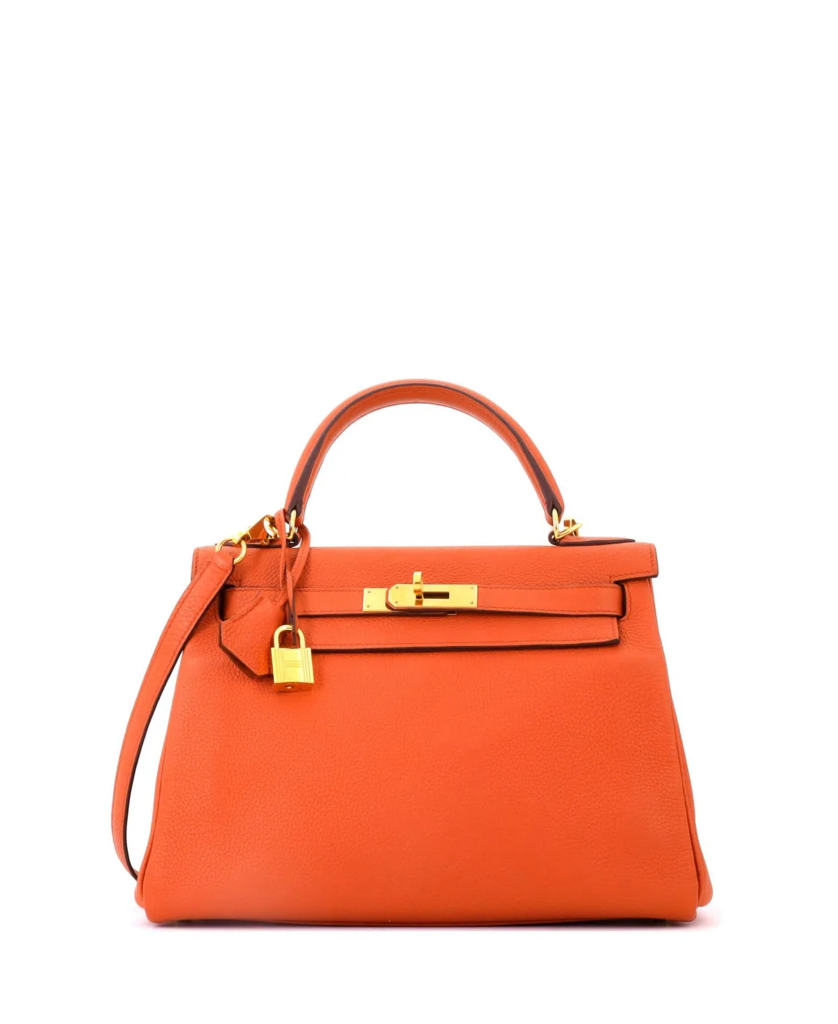 Pre-Owned Hermes Kelly 28 Handbag Orange Togo with Gold Hardware
