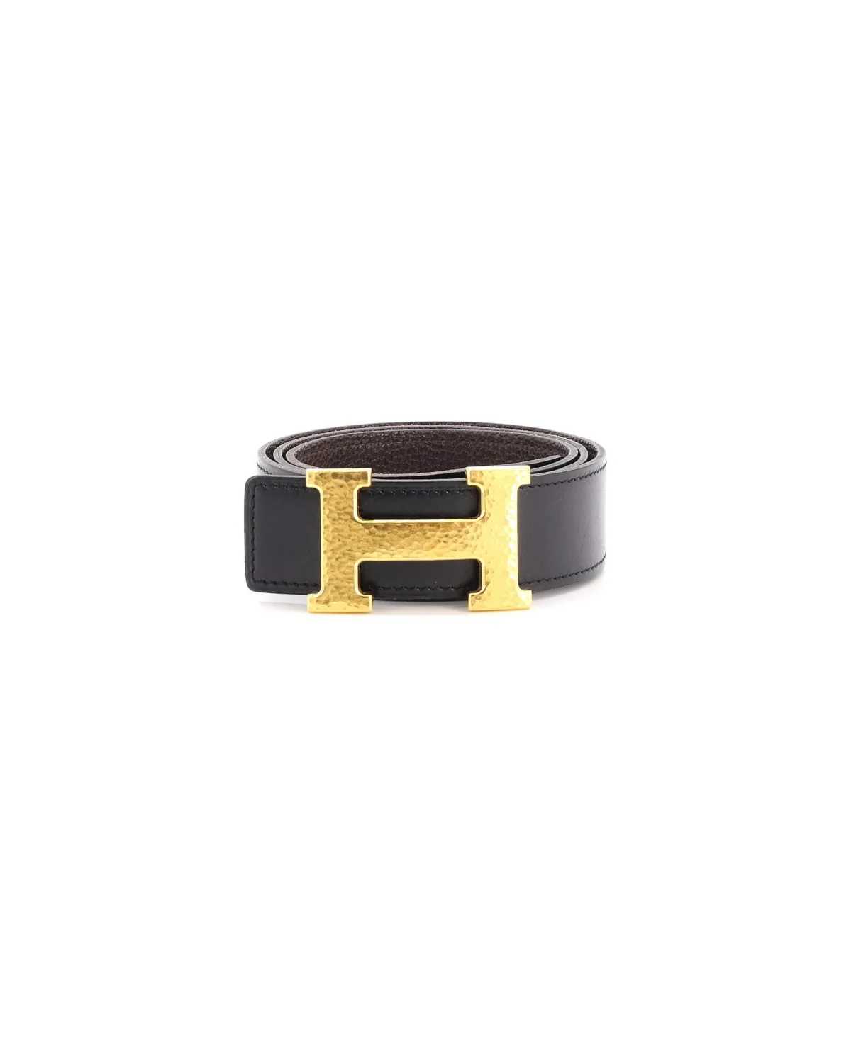 Pre-Owned Hermes Constance Martelee H Reversible Belt Leather with Hammered Hardware Medium by Hermes